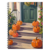 Fall Pumpkin Stoop | Autumn Thanksgiving Painted ノートブック (正面)