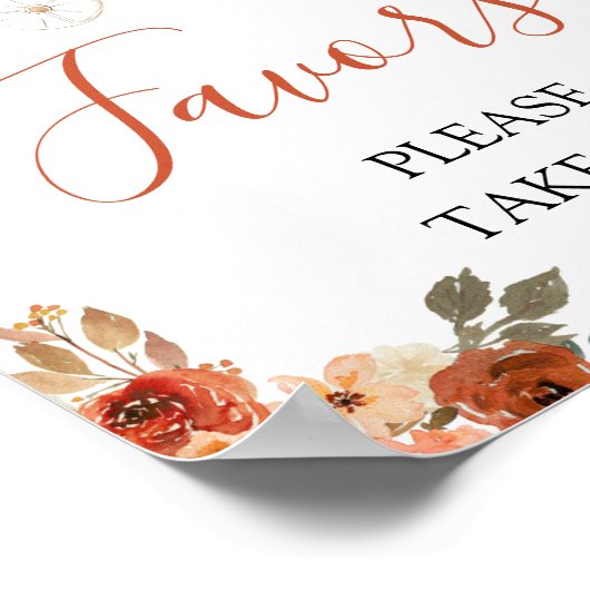 Fall Pumpkin Stroller Floral Baby Shower Favors ポスター (角)