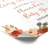 Fall Pumpkin Stroller Floral Baby Shower Welcome ポスター (角)