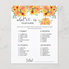 Fall pumpkin whats in your purse ベビーシャワー