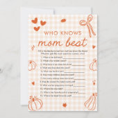 Fall Pumpkin Who Knows Mom Best ベビーシャワーゲーム 招待状 (正面)