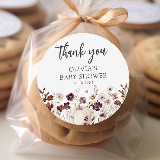 Fall Pumpkin Wildflower Baby Shower ラウンドシール