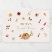 Fall Pumpkin Wildflower Bridal Shower スパークリングワインラベル (シングルラベル)