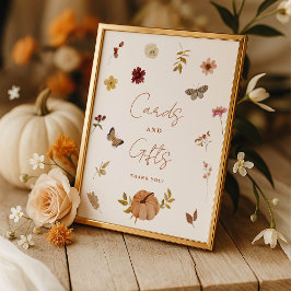 Fall Pumpkin Wildflower Cards and Gifts Sign ポスター