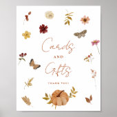 Fall Pumpkin Wildflower Cards and Gifts Sign ポスター (正面)
