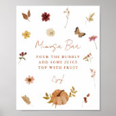 Fall Pumpkin Wildflower Mimosa Bar Sign  ポスター (正面)