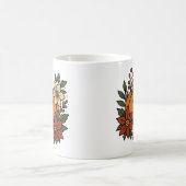 Fall pumpkin with poinsettia flowers floral コーヒーマグカップ (中央)