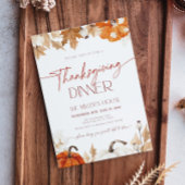 Fall Pumpkins and Leaves Thanksgiving Dinner  招待状