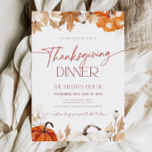 Fall Pumpkins and Leaves Thanksgiving Dinner  招待状