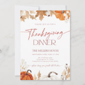 Fall Pumpkins and Leaves Thanksgiving Dinner  招待状 (正面)