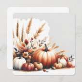 Fall Pumpkins and Wheat Autumn Illustration 招待状 (正面/裏面)