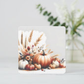 Fall Pumpkins and Wheat Autumn Illustration 招待状 (スタンド正面)
