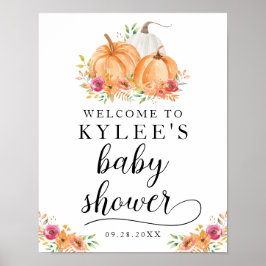 Fall Pumpkins Baby Shower Welcome Poster ポスター