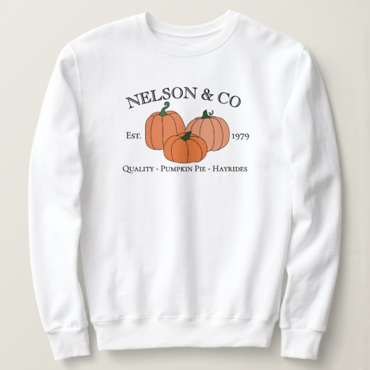 Fall Pumpkins Family or Company Custom Name Year スウェットシャツ (デザイン正面)