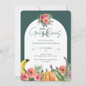 Fall Pumpkins Green Gourdious 50th Birthday Party  招待状 (正面)