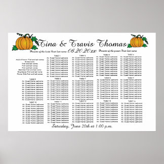 Fall Pumpkins Party Wedding Guests Seating Charts ポスター