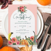 Fall Pumpkins Pink Gourdious 50th Birthday Party  招待状