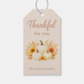 Fall Pumpkins & Sunflowers | Elegant Thanksgiving ギフトタグ (正面)