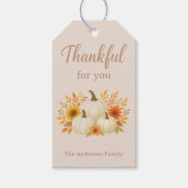 Fall Pumpkins & Sunflowers | Elegant Thanksgiving ギフトタグ