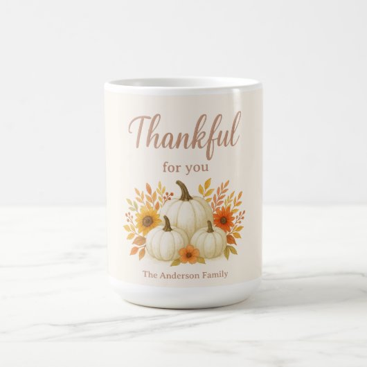 Fall Pumpkins & Sunflowers | Elegant Thanksgiving コーヒーマグカップ (中央)