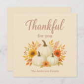 Fall Pumpkins & Sunflowers | Elegant Thanksgiving シーズンカード (正面/裏面)