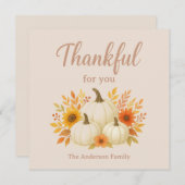 Fall Pumpkins & Sunflowers | Elegant Thanksgiving シーズンカード (正面/裏面)
