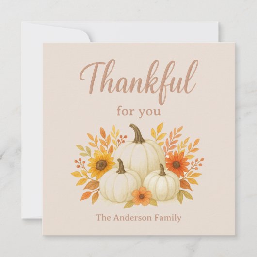 Fall Pumpkins & Sunflowers | Elegant Thanksgiving シーズンカード (正面)