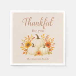 Fall Pumpkins & Sunflowers | Elegant Thanksgiving スタンダードカクテルナプキン