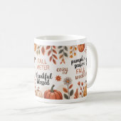 Fall Quotes Cozy Pumpkin Season Fall vibes コーヒーマグカップ (正面右)