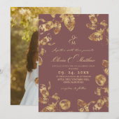 Fall Rose Brown  Wedding Invitation 招待状 (正面/裏面)