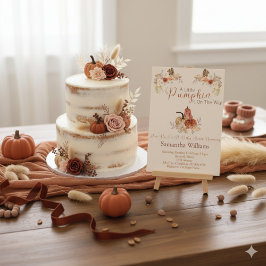  Fall Rustic Little Pumpkin Baby Shower Invitation 招待状