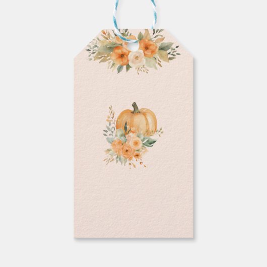 Fall Rustic Orange Pumpkin Baby Shower ギフトタグ (裏面)