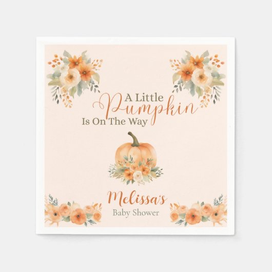 Fall Rustic Orange Pumpkin Baby Shower  スタンダードカクテルナプキン (正面)