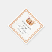 Fall Rustic Pumpkin Woman Birthday Napkins | Plaid スタンダードカクテルナプキン (角)