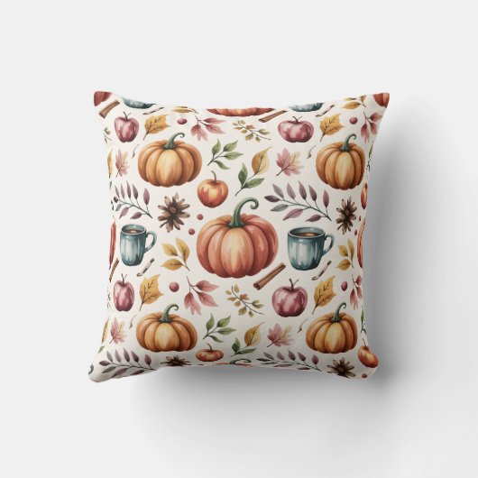 Fall Rustic Terracotta Autumn Farmhouse クッション (裏面)