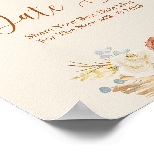 Fall Rustic Terracotta Date Jar Bridal Shower ポスター (角)