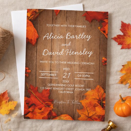 Fall Rustic Wedding Invitation 招待状