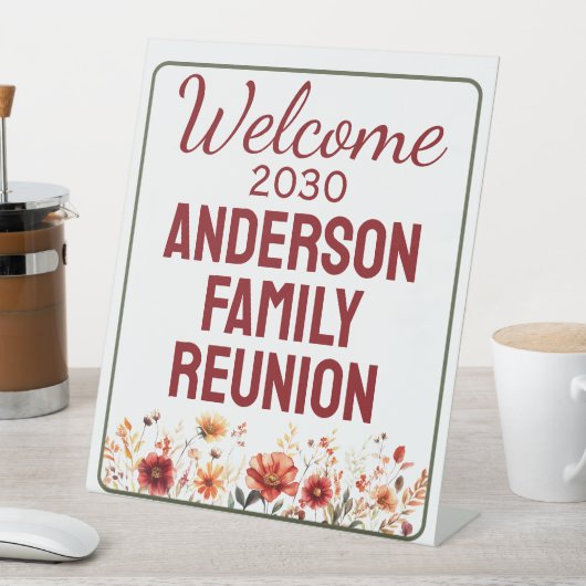 Fall Rustic Wildflower Welcome Family Reunion 台座サイン (インサイチュ)