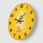 Fall Scarecrow and Pumpkins Autumn Harvest ラージ壁時計 (傾斜)