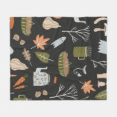 Fall seamless pattern with cozy nature elements. C フリースブランケット (正面(横))