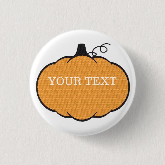 Fall Season Pumpkin Drawing Custom Text  缶バッジ (正面)