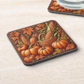 Fall Season Pumpkins Embossed           コースター (左側)