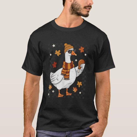 Fall Silly Goose With Turkey Leg Funny Thanksgivin Tシャツ (正面)