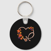 Fall Stethoscope Nurse Thanksgiving Nursing Autumn キーホルダー (正面)