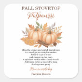 Fall Stovetop Potpourri Recipe Pumpkin スクエアシール (正面)