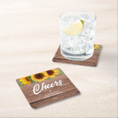 Fall Sunflower | ベビーシャワー  スクエアペーパーコースター (インサイチュ)