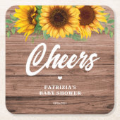 Fall Sunflower | ベビーシャワー  スクエアペーパーコースター (正面)