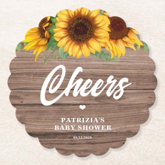 Fall Sunflower | ベビーシャワー  ペーパーコースター (正面)