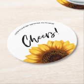 Fall Sunflower Baby Shower ラウンドペーパーコースター (アングル)