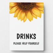 Fall Sunflower Baby Shower Drinks Sign  フォトプラーク (正面)